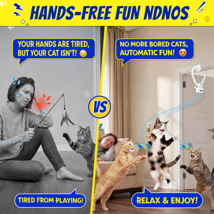 Zickiyo Pets Interactive Hanging Cat Toy - Automatic Flying Bird & Mouse Doorway Toy, USB Rechargeable Electric Kitten Toy