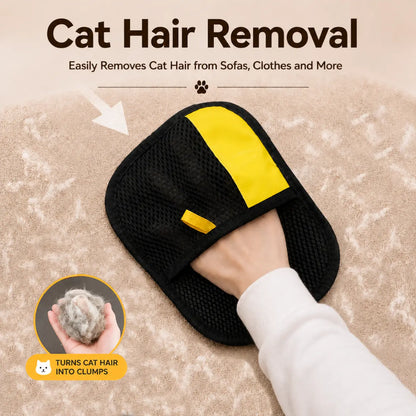 Upgraded Pet Hair Removal Glove for Cats and Dogs - Reusable Electrostatic Fur Mitt for Furniture, Carpets, and Car Seats, Includes Cat Keychain
