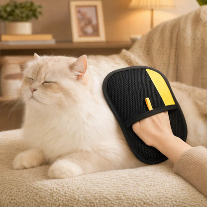 Upgraded Pet Hair Removal Glove for Cats and Dogs - Reusable Electrostatic Fur Mitt for Furniture, Carpets, and Car Seats, Includes Cat Keychain