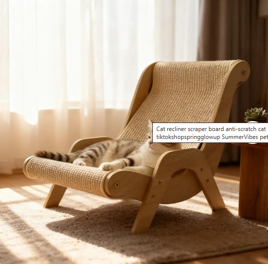 Cat Recliner Scraper Board Anti-Scratch Cat Nest Wooden Sword Hemp Grinding Claws Scratching Pad Pet Hammock Sofa Toy Carton Kitten Homemade Tiktokshopspringglowup Summervibes Petlovers Summervibes Petlovers