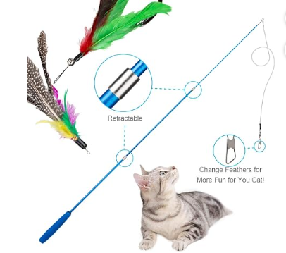 6 PCS Interactive Cat Feather Toys, Indoor Hanging Retractable Cat Toy, Self Play Toys Make Fun Excecise
