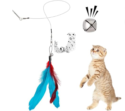 6 PCS Interactive Cat Feather Toys, Indoor Hanging Retractable Cat Toy, Self Play Toys Make Fun Excecise
