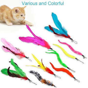 6 PCS Interactive Cat Feather Toys, Indoor Hanging Retractable Cat Toy, Self Play Toys Make Fun Excecise