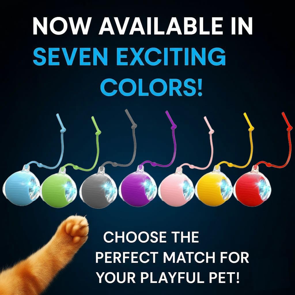Purrmitive 2026 Interactive Red Pet Ball - Durable Automatic Toy for Cats and Dogs, Perfect for Indoor Play and Endless Fun!