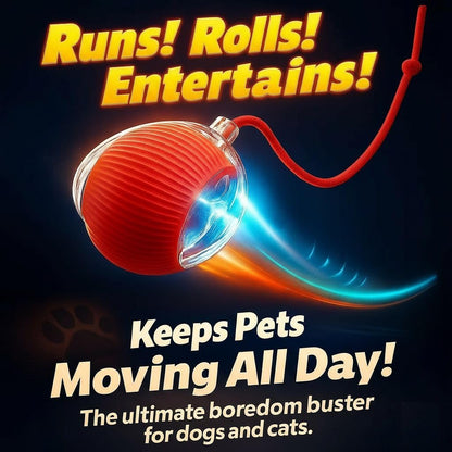 Purrmitive 2026 Interactive Red Pet Ball - Durable Automatic Toy for Cats and Dogs, Perfect for Indoor Play and Endless Fun!