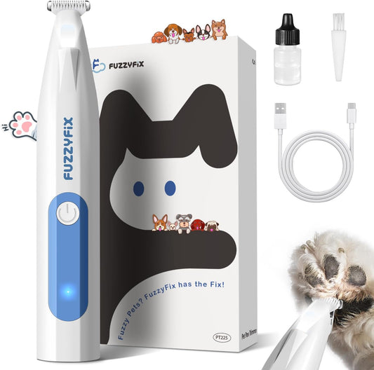 Dog Paw Trimmer with LED Light, Low Noise Paw Trimmer for Dogs, Type-C Rechargeable Pet Grooming Kit Dog Grooming Clippers for Paws, Eyes, Ears, Face, Rump, 18 Mm Widen Blade