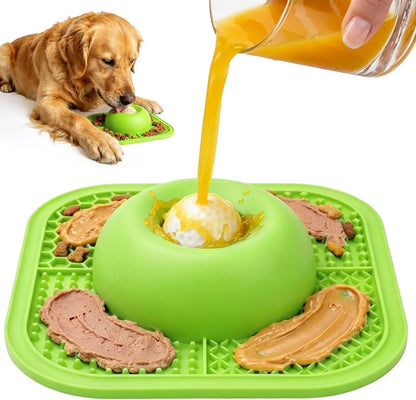 Zickiyo Pets - Slow Feeder Dog Bowls & Lick Mat for Liquid and Thick Treat, Anti-Slip Dog Lick Bowl with Interactive Rolling Ball, 5/6 Cup Pup Licking Toy for Large Medium Small Dogs and Cats Blue