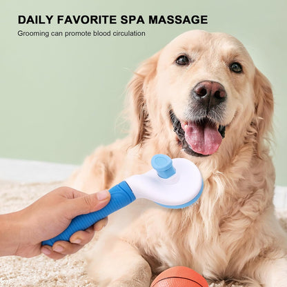 Self Cleaning Slicker Brush, Skin Friendly Deshedding Grooming Tool for Dogs, Cats & Bunny, One-Click Release Removes Loose Undercoat, Mats & Tangles, for Long & Short Hair Shedding Pets