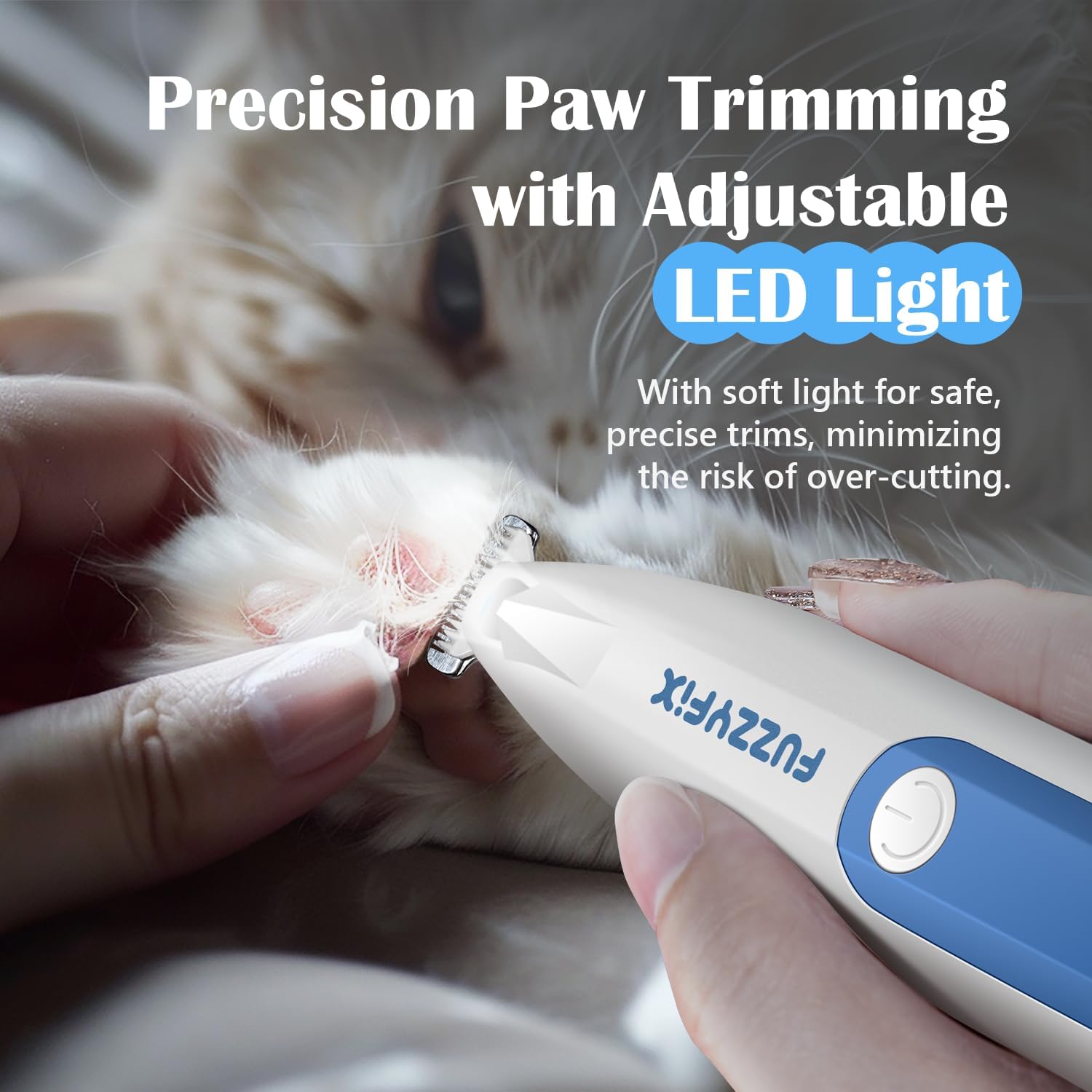 Dog Paw Trimmer with LED Light, Low Noise Paw Trimmer for Dogs, Type-C Rechargeable Pet Grooming Kit Dog Grooming Clippers for Paws, Eyes, Ears, Face, Rump, 18 Mm Widen Blade