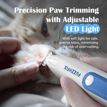 Dog Paw Trimmer with LED Light, Low Noise Paw Trimmer for Dogs, Type-C Rechargeable Pet Grooming Kit Dog Grooming Clippers for Paws, Eyes, Ears, Face, Rump, 18 Mm Widen Blade