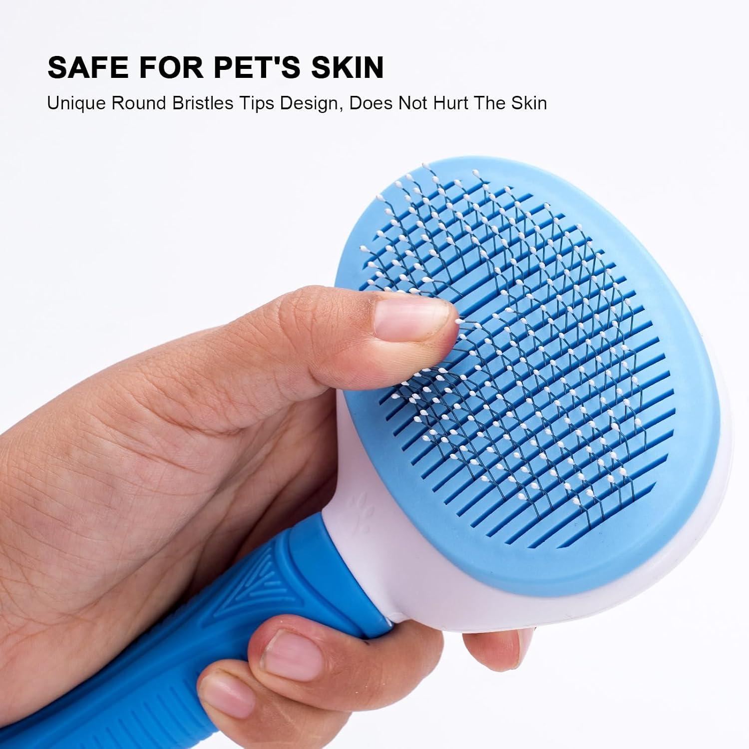 Self Cleaning Slicker Brush, Skin Friendly Deshedding Grooming Tool for Dogs, Cats & Bunny, One-Click Release Removes Loose Undercoat, Mats & Tangles, for Long & Short Hair Shedding Pets