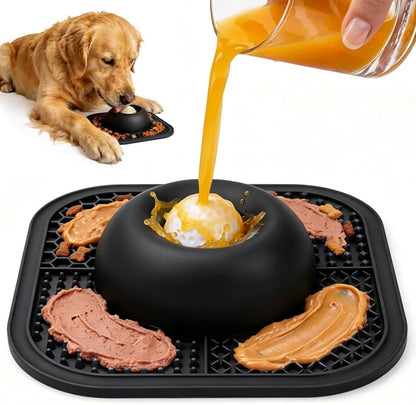Zickiyo Pets - Slow Feeder Dog Bowls & Lick Mat for Liquid and Thick Treat, Anti-Slip Dog Lick Bowl with Interactive Rolling Ball, 5/6 Cup Pup Licking Toy for Large Medium Small Dogs and Cats Blue