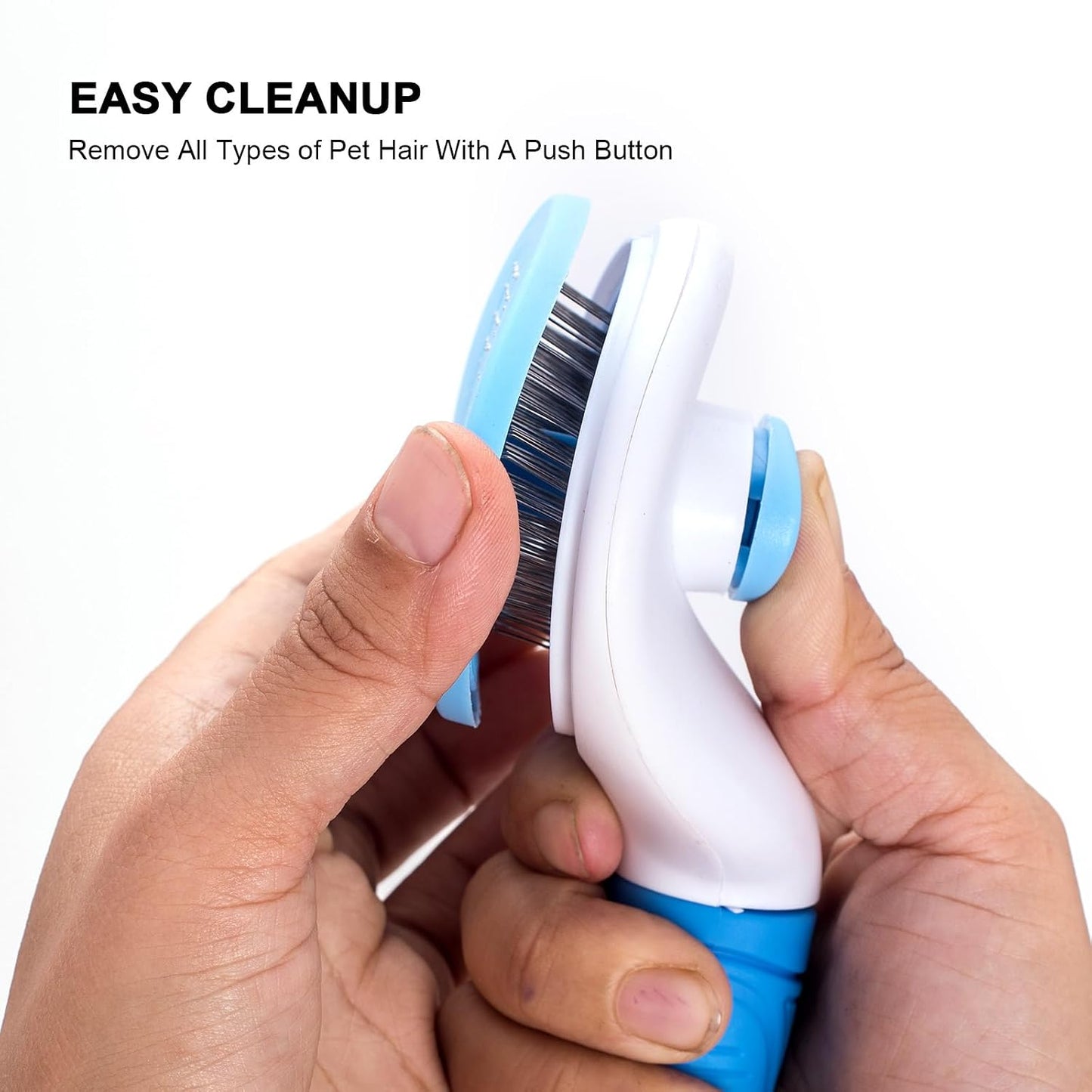 Self Cleaning Slicker Brush, Skin Friendly Deshedding Grooming Tool for Dogs, Cats & Bunny, One-Click Release Removes Loose Undercoat, Mats & Tangles, for Long & Short Hair Shedding Pets