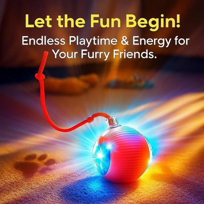 Purrmitive 2026 Interactive Red Pet Ball - Durable Automatic Toy for Cats and Dogs, Perfect for Indoor Play and Endless Fun!