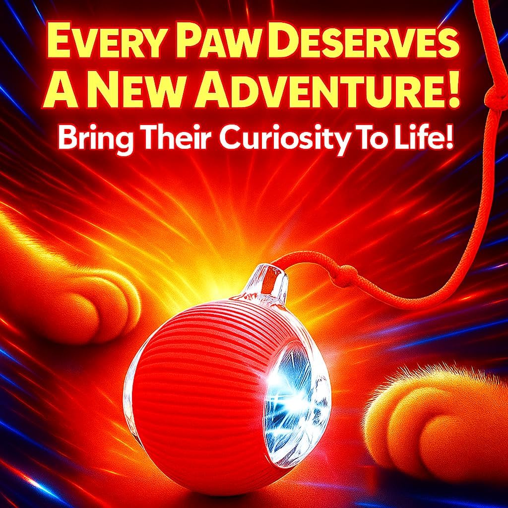Purrmitive 2026 Interactive Red Pet Ball - Durable Automatic Toy for Cats and Dogs, Perfect for Indoor Play and Endless Fun!