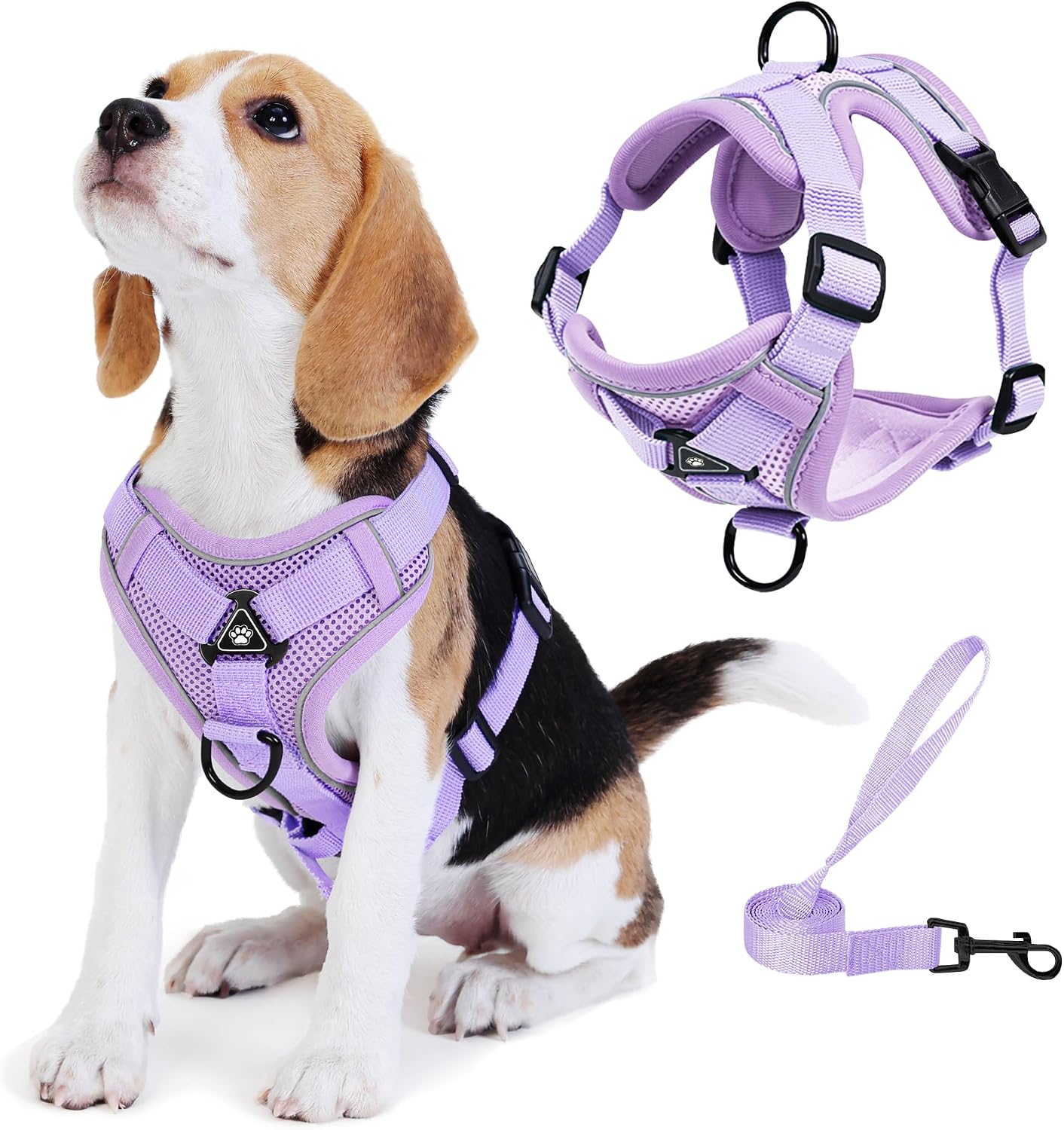 No Pull Dog Harness with Leash Set for Small Sized Dog, Reflective Adjustable No Choke Front Clip Cat Vest Harness with Breathable Mesh, Comfortable Soft Padded Pet Vest, Orange L