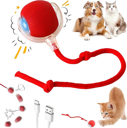 Purrmitive 2026 Interactive Red Pet Ball - Durable Automatic Toy for Cats and Dogs, Perfect for Indoor Play and Endless Fun!