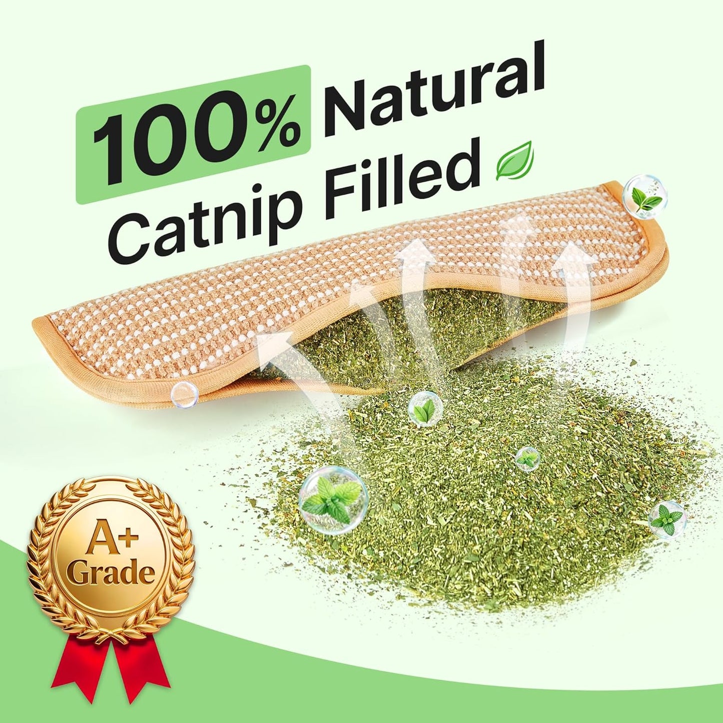 Cat Toys Pack of 2 with 6000Mg A+ Organic Catnip, Soft Sisal Material Indoor Kitten Scratching and Kicker Toys, Drives Bored Cats Crazy with Fun Interactive Chew