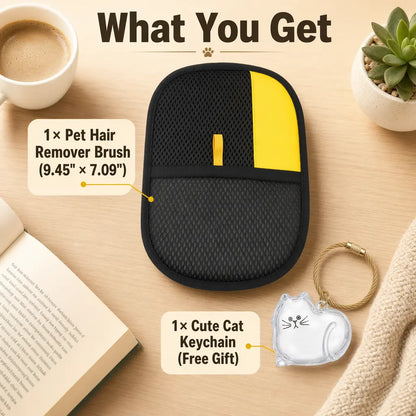 Upgraded Pet Hair Removal Glove for Cats and Dogs - Reusable Electrostatic Fur Mitt for Furniture, Carpets, and Car Seats, Includes Cat Keychain