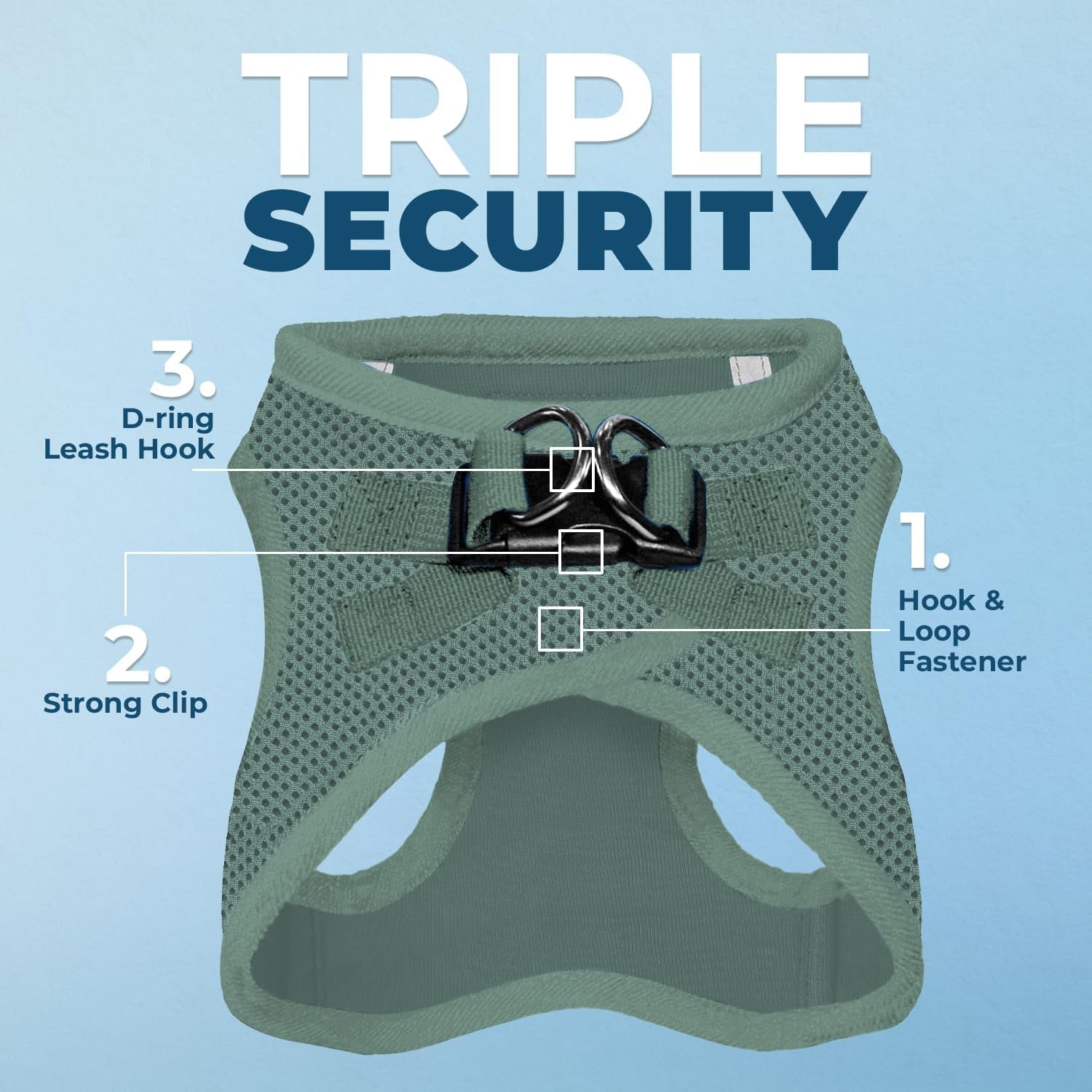 Voyager Step-In Air Harness - All Weather Mesh, Reflective, No Pull Harness for Dogs, Cats - Secure with Hook & Loop Fastener, Buckle, Double D-Rings - Moss Green, S