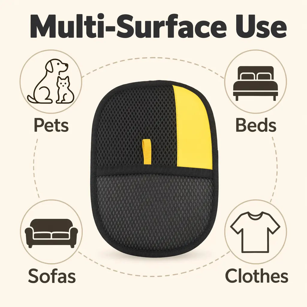 Upgraded Pet Hair Removal Glove for Cats and Dogs - Reusable Electrostatic Fur Mitt for Furniture, Carpets, and Car Seats, Includes Cat Keychain