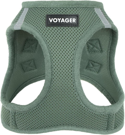 Voyager Step-In Air Harness - All Weather Mesh, Reflective, No Pull Harness for Dogs, Cats - Secure with Hook & Loop Fastener, Buckle, Double D-Rings - Moss Green, S