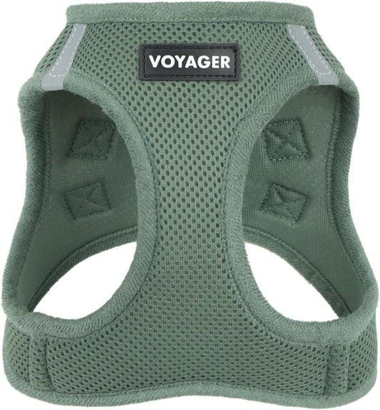 Voyager Step-In Air Harness - All Weather Mesh, Reflective, No Pull Harness for Dogs, Cats - Secure with Hook & Loop Fastener, Buckle, Double D-Rings - Moss Green, S