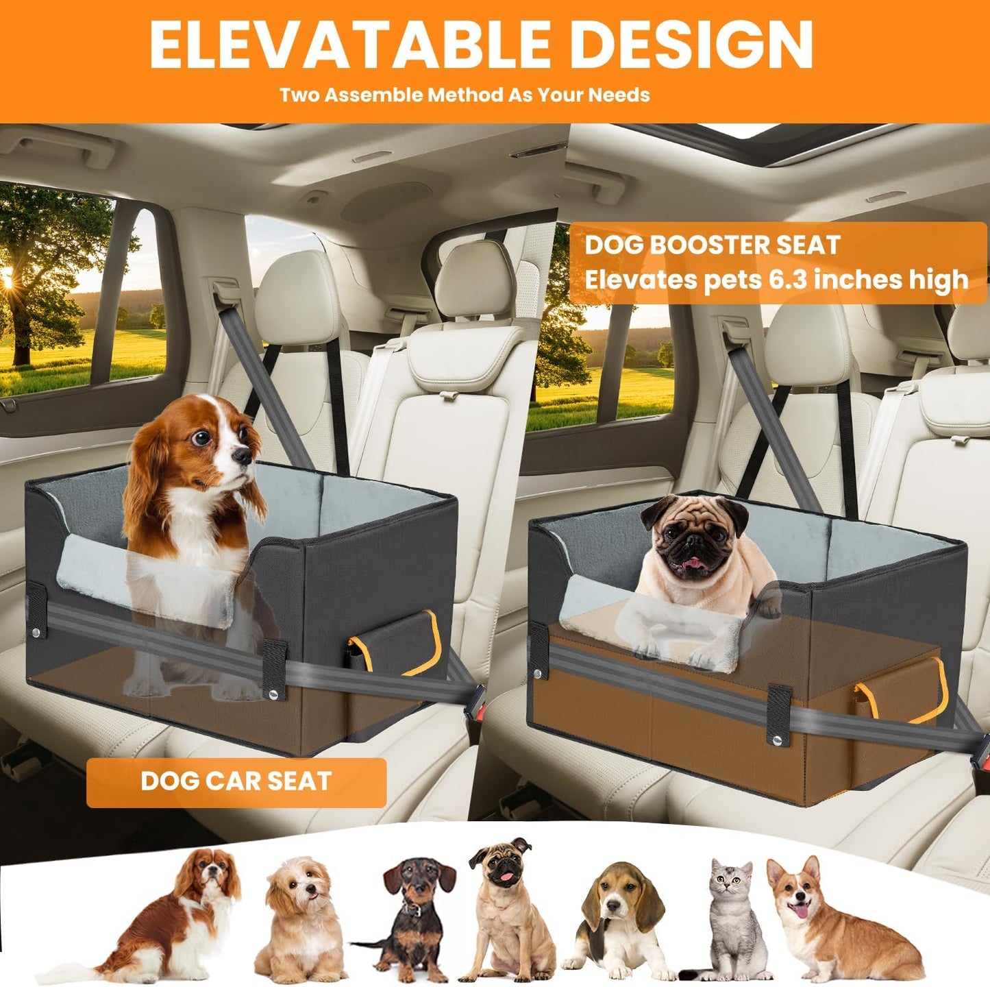 Elevate Your Pet's Travel Experience with the UNICIITII Dog Car Seat for Small Dogs - Comfortable, Safe, and Stylish Booster Seat for Cars